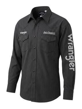 Wrangler Jack Daniels Men's XXL Plus Size Pinstripe Western Embroidered Shirt